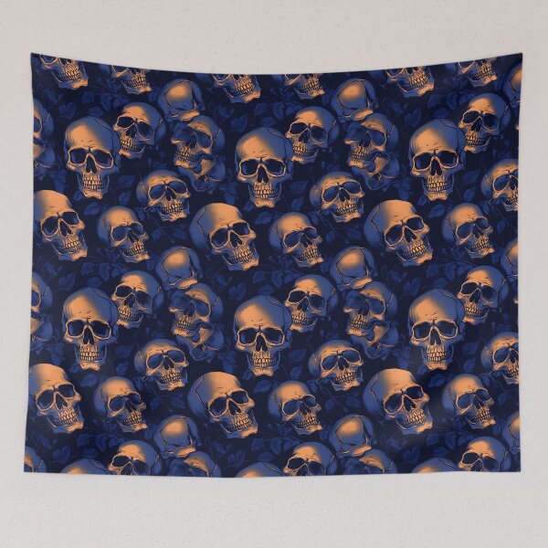 Item preview, Royal Blue & Peach Skulls Composite Overlay Pattern #3 designed and sold by ARTficiallyAnon.