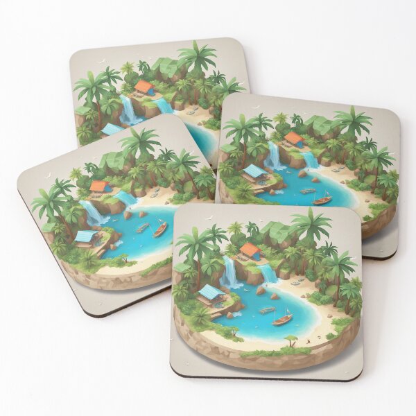 Item preview, Idyllic Tropical Island Beach View – Palm Shades & Tranquil Tides Art designed and sold by The-Library.