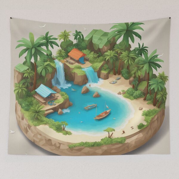 Item preview, Idyllic Tropical Island Beach View – Palm Shades & Tranquil Tides Art designed and sold by The-Library.