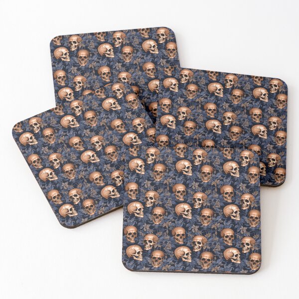 Item preview, Royal Blue & Peach Skulls Composite Overlay Pattern #4 designed and sold by ARTficiallyAnon.