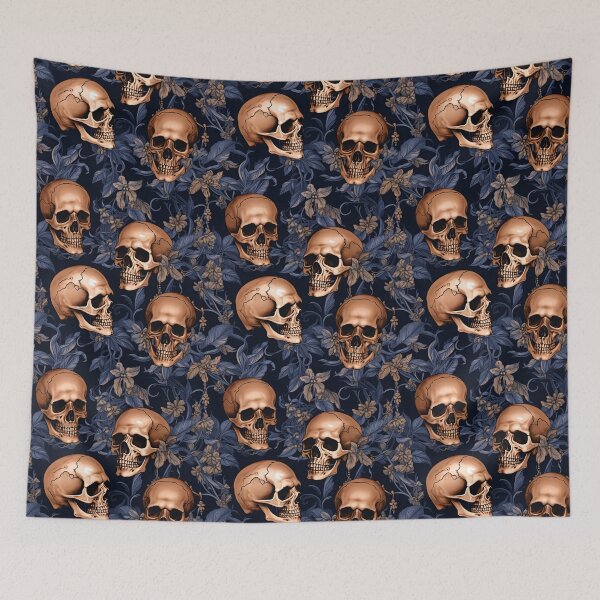 Item preview, Royal Blue & Peach Skulls Composite Overlay Pattern #4 designed and sold by ARTficiallyAnon.