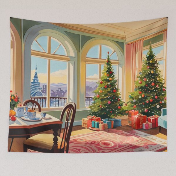 Item preview, Cozy Christmas Room in Watercolor Painting designed and sold by MyArt23.