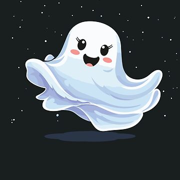 Artwork thumbnail, Cute Ghost Dancing Happy for Halloween by hidden-design