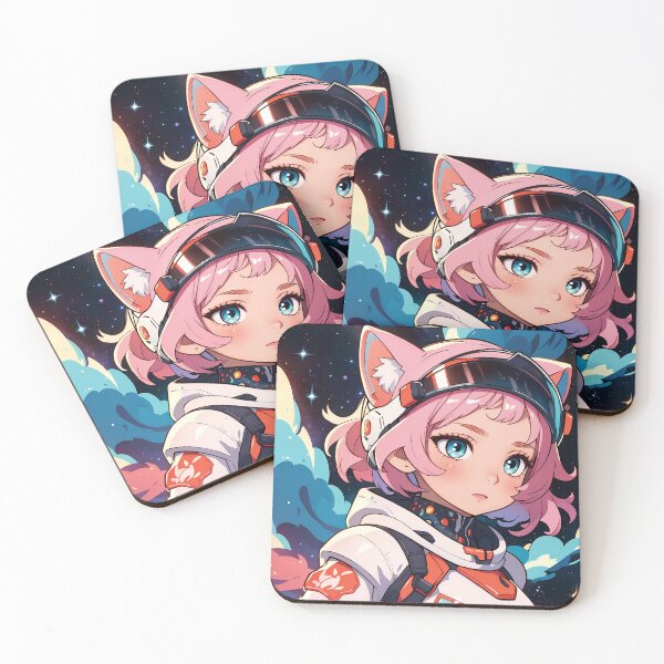 Aperçu de l'œuvre Astronaute Catgirl de dessin animé créée et vendue par ByteyCreatives.