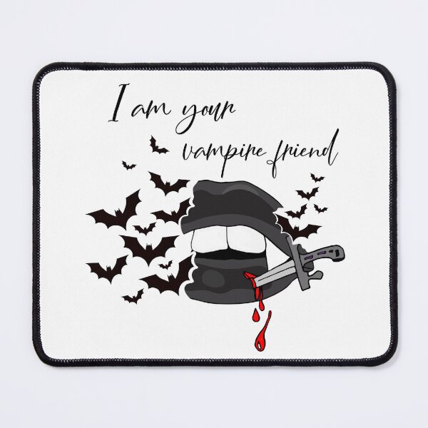 Item preview, I am your vampire friend. Black lips with fangs pierced by a dagger. The bats. designed and sold by Anastasiia Yurevych.