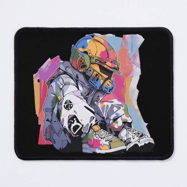 Item preview, Colorful futuristic rider sitting on ground designed and sold by Quixline.
