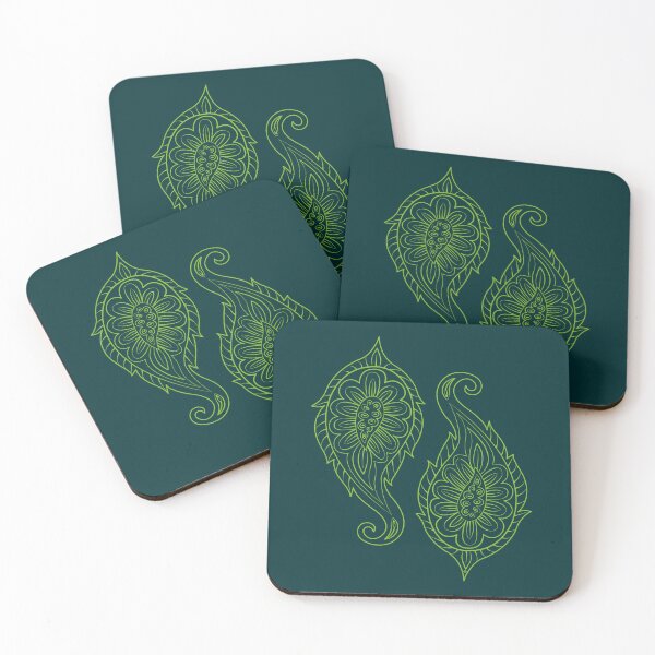 Item preview, Paisley Solo - Lime on Teal designed and sold by PaisleyMcNoodle.