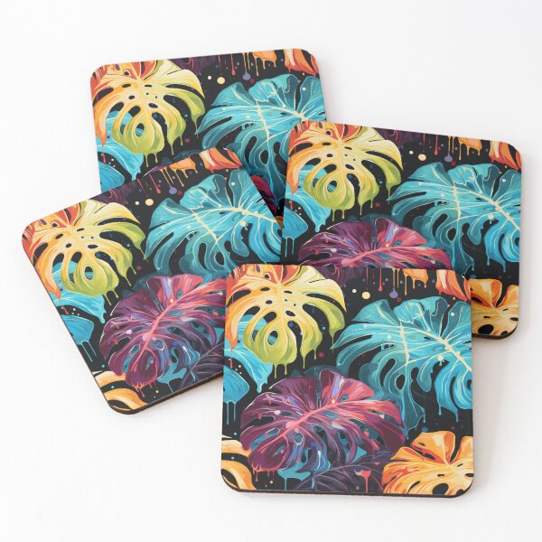 Item preview, Rainbow monstera pattern designed and sold by BloodRubyz.