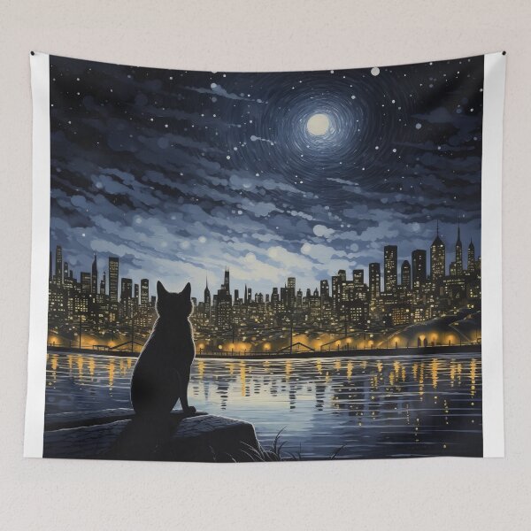 Item preview, Black Cat Staring At The Moon designed and sold by Desborough2302.