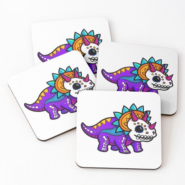 Item preview, Day of the Dead inspired Sugar Skull Triceratops designed and sold by Fr0mtheMachine.