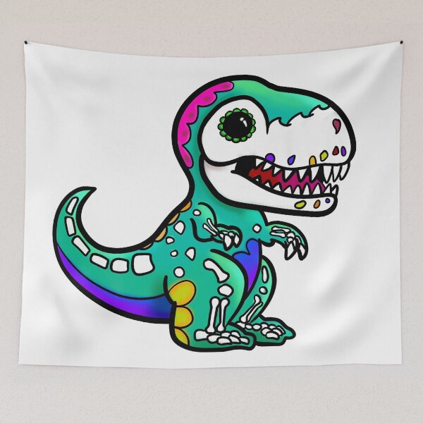 Item preview, Day of the Dead inspired Sugar Skull T-Rex  designed and sold by Fr0mtheMachine.