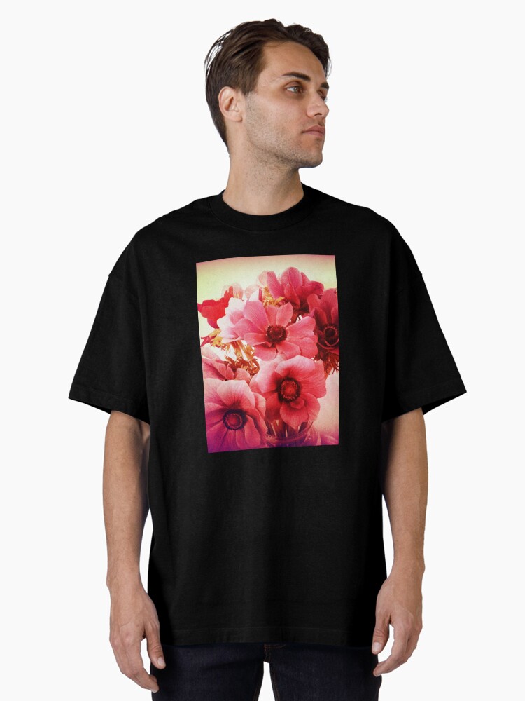 Thumbnail 1 of 7, Oversized T-Shirt, Pink Velvet Floral Art - Pink Flower Design - Romantic designed and sold by OneDayArt.