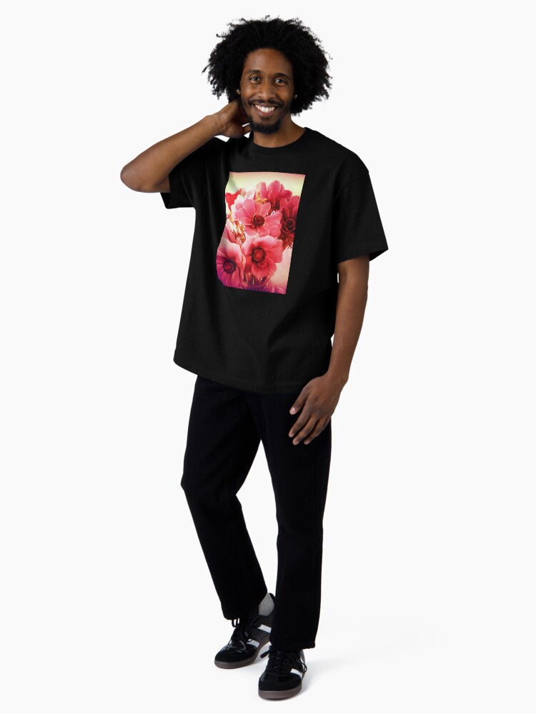 Thumbnail 4 of 7, Oversized T-Shirt, Pink Velvet Floral Art - Pink Flower Design - Romantic designed and sold by OneDayArt.