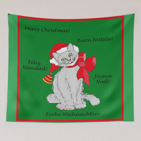 Item preview, CHRISTMAS CAT / XMAS CAT wishes you a happy holiday full of anticipation! designed and sold by GL/gittalandgraf.