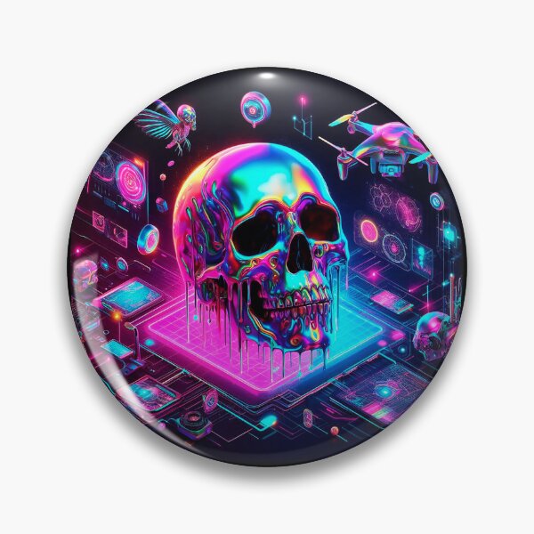 Item preview, skull melting neon futuristic designed and sold by lojalks.