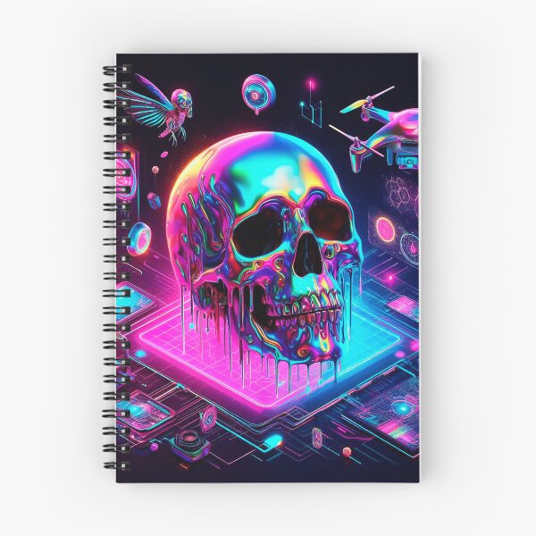 Item preview, skull melting neon futuristic designed and sold by lojalks.