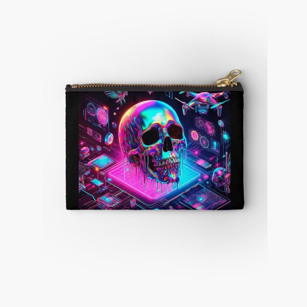 Item preview, skull melting neon futuristic designed and sold by lojalks.
