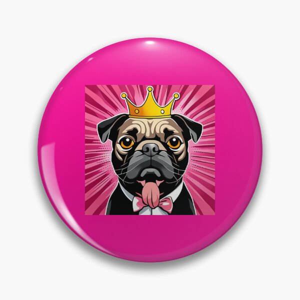 Item preview, Retratos únicos de perros, el rey del pug con corona para la concientización sobre el cáncer de mama designed and sold by 4Rich.