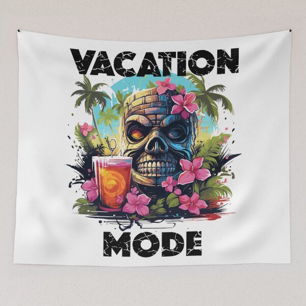 Item preview, Tiki Statue Next To Beer - Vacation Mode (Black Lettering) designed and sold by VelvetRoom.