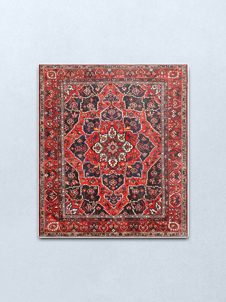 Alternate view of Tufted carpet / loop pile / Bakhtiari Rug | Antique Persian Bakhtiari Carpet wool Metal Print