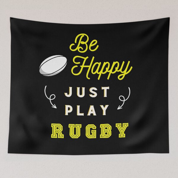 Item preview, Be Happy Just Play Rugby yellow designed and sold by Theia-Creations.