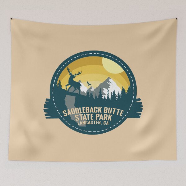 Item preview, Saddleback Butte State Park California - CA Retro Souvenir Badge designed and sold by mountainfad.