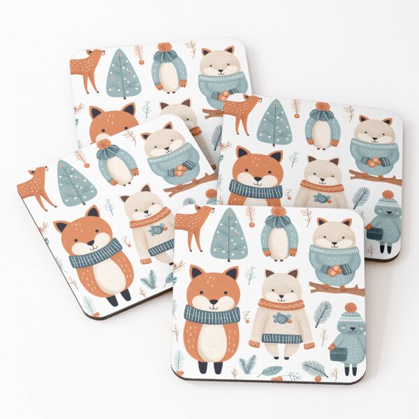 Item preview, Cute hand drawn animals in winter clothes. Cute fox, bear, fox, squirrel, hedgehog, penguin, penguin, snowman, fox, bear, deer, charismas tree. Vector illustration. designed and sold by Aonsnoopy.
