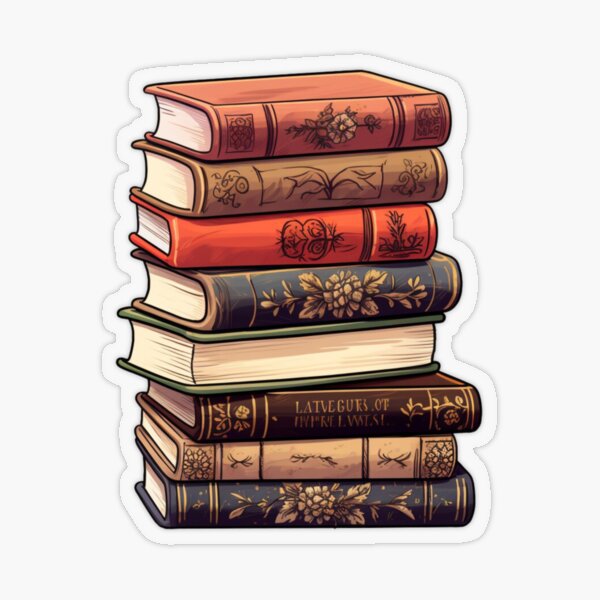 vintage book stack Sticker for Sale by Kaylatpwk