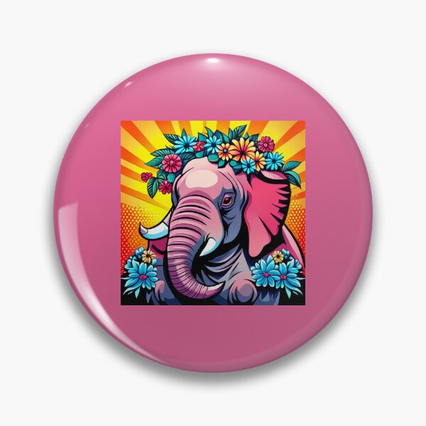 Artikelvorschau, Der einzigartige rosa Elefant mit Blumen unterstützt das Bewusstsein für Brustkrebs entworfen und verkauft von 4Rich.