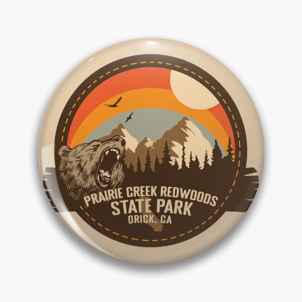 Item preview, Prairie Creek Redwoods State Park California - CA Retro Souvenir Badge designed and sold by mountainfad.