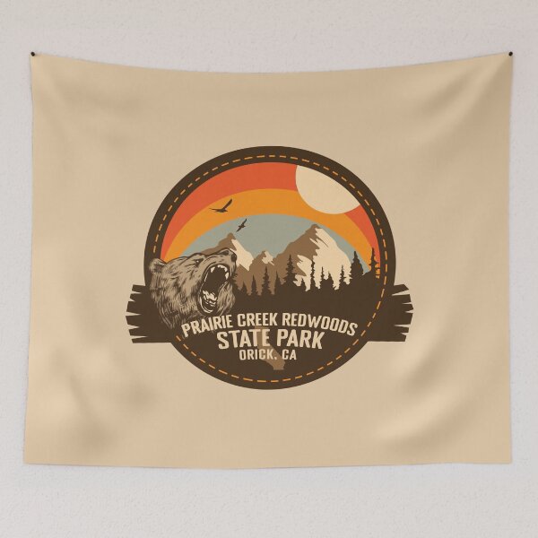 Item preview, Prairie Creek Redwoods State Park California - CA Retro Souvenir Badge designed and sold by mountainfad.