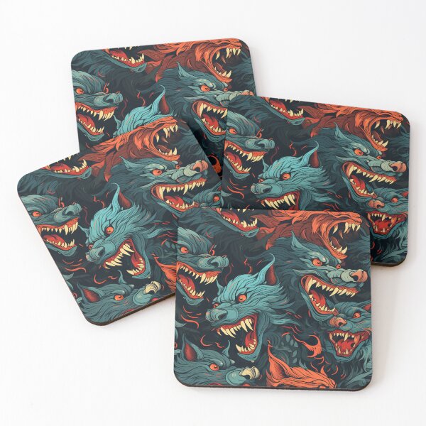 Item preview, The red wolf stands out amidst the green pack designed and sold by StrawberryJolly.
