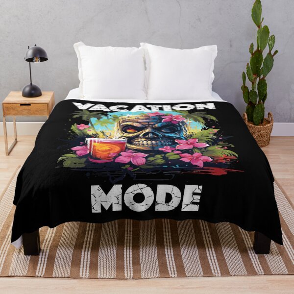 Item preview, Tiki Statue Next To Beer - Vacation Mode (White Lettering) designed and sold by VelvetRoom.