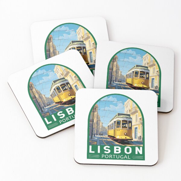 Item preview, Lisbon Portugal Yellow Tram Travel Art Emblem designed and sold by KrisSidDesigns.