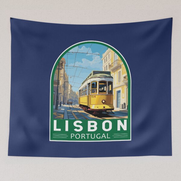 Item preview, Lisbon Portugal Yellow Tram Travel Art Emblem designed and sold by KrisSidDesigns.