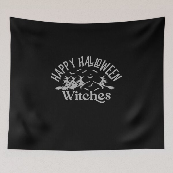 Item preview, Happy Halloween Witches - T-shirt Design - Sticker Redbubble designed and sold by bluehatgraphics.