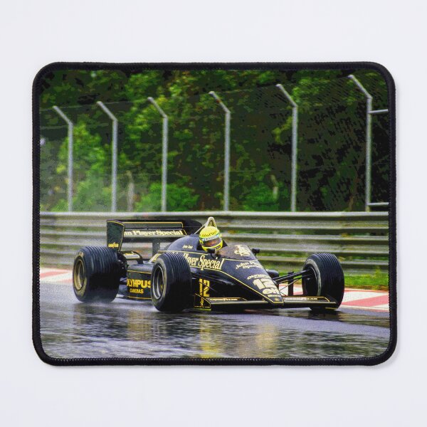 Item preview, Ayrton Senna racing his 1985 97T F1 racecar in the rain abstract designed and sold by Rodissimus1984.