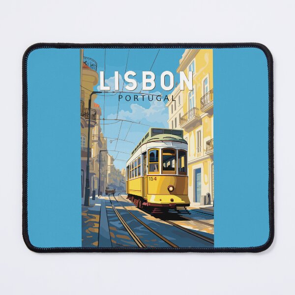 Item preview, Lisbon Portugal Yellow Tram Travel Art Vintage designed and sold by KrisSidDesigns.