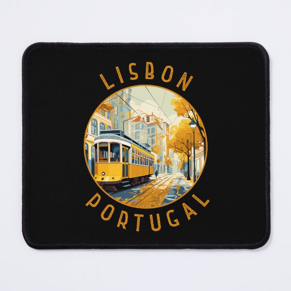 Item preview, Lisbon Portugal Yellow Tram Retro Distressed Circle designed and sold by KrisSidDesigns.
