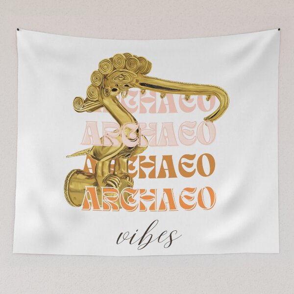 Item preview, Archeology Vibes - Zoomorphic Prehispanic Artifact in Gold - Retro Art designed and sold by Carola-art.