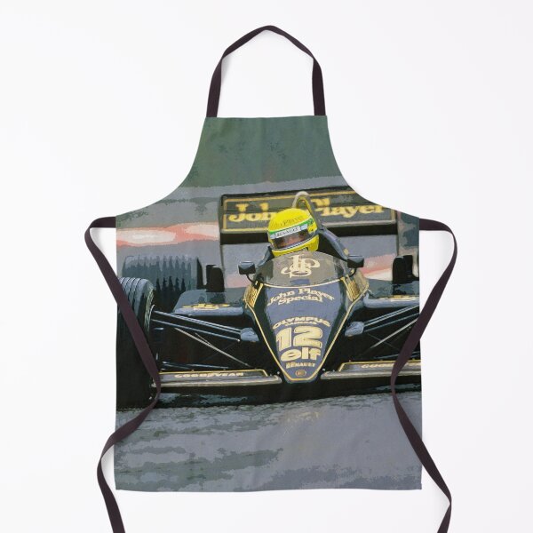 Item preview, Ayrton Senna racing his 1985 97T F1 racecar in the rain from the front watercolor designed and sold by Rodissimus1984.