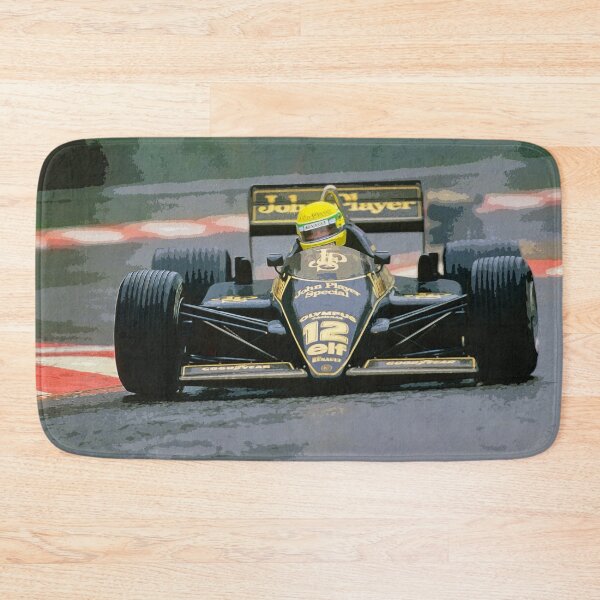 Item preview, Ayrton Senna racing his 1985 97T F1 racecar in the rain from the front watercolor designed and sold by Rodissimus1984.