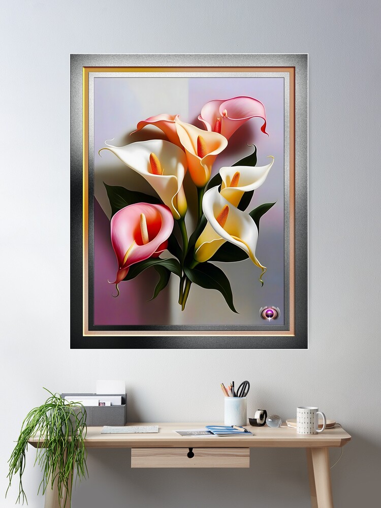 A Blossoming Of Calla Lilies AI Concept Art by Xzendor7 - The Beauty Of Natures Pastel Colors 2 A Blossoming Of Calla Lilies Alluring AI Concept Art by Xzendor7 Room Decor Poster Print