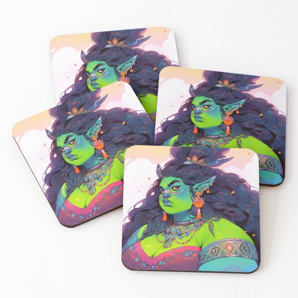 Item preview, Beautiful Chubby Bright Green Orc Anime Girl designed and sold by bubblegoth.