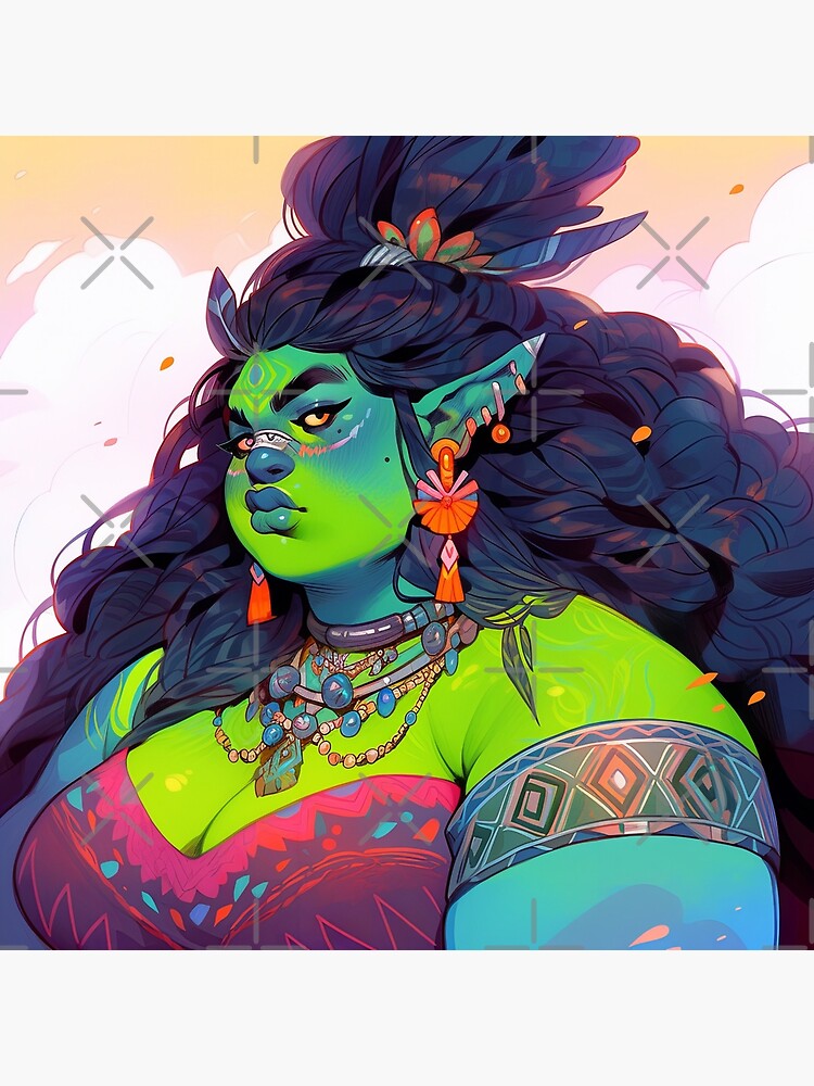 Beautiful Chubby Bright Green Orc Anime Girl Art Board Print for Sale by  bubblegoth