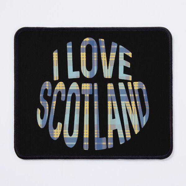 Item preview, I LOVE SCOTLAND Blue, Grey and Yellow Tartan Colour Typography Design designed and sold by MacPean.