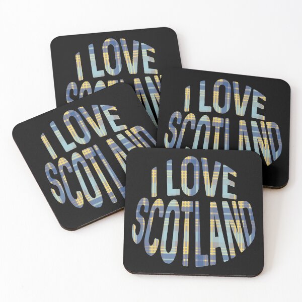 Item preview, I LOVE SCOTLAND Blue, Grey and Yellow Tartan Colour Typography Design designed and sold by MacPean.