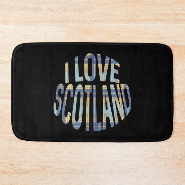 Item preview, I LOVE SCOTLAND Blue, Grey and Yellow Tartan Colour Typography Design designed and sold by MacPean.