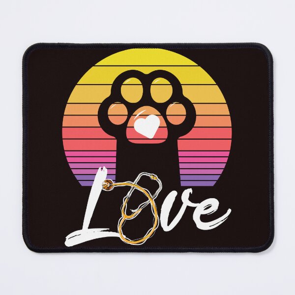 Item preview, Veterinarian Vet Tech Vintage Sunset Retro cat Paw Heart designed and sold by AJ DESIGN.