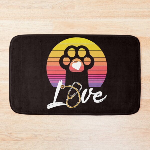 Item preview, Veterinarian Vet Tech Vintage Sunset Retro cat Paw Heart  designed and sold by AJ DESIGN.